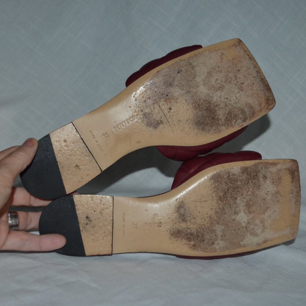 $1350 37 6.5 Bottega Veneta Lido Burgandy Slipper Woven Leather Sandals … - Picture 12 of 12